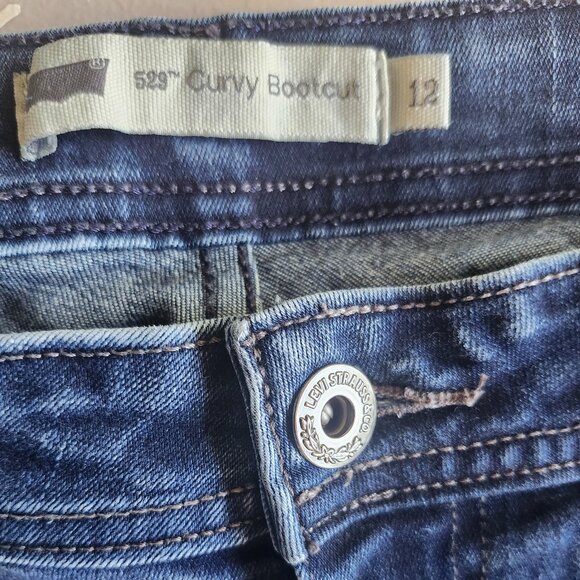 Levi’s 529 Curvy Bootcut Jeans Women’s Size 12L Dark Wash Stretch Denim - Picture 4 of 5
